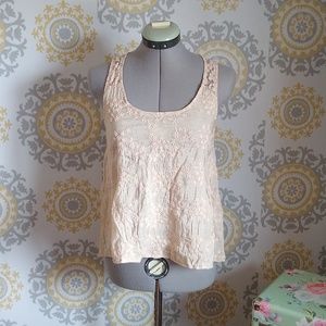 Monteau Los Angeles high low embroidery flower lace racer back sleeveless small